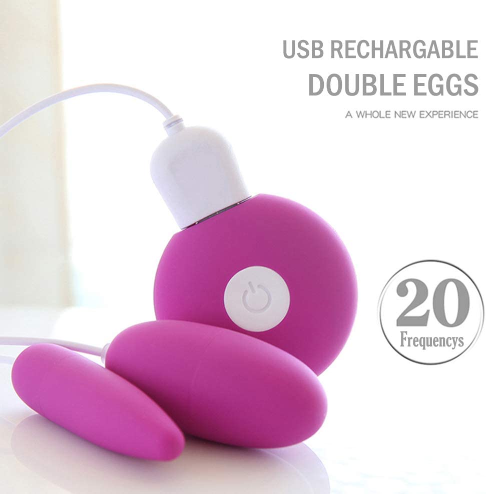 USB Rechargeable Vibrating Double Love Bullet Eggs